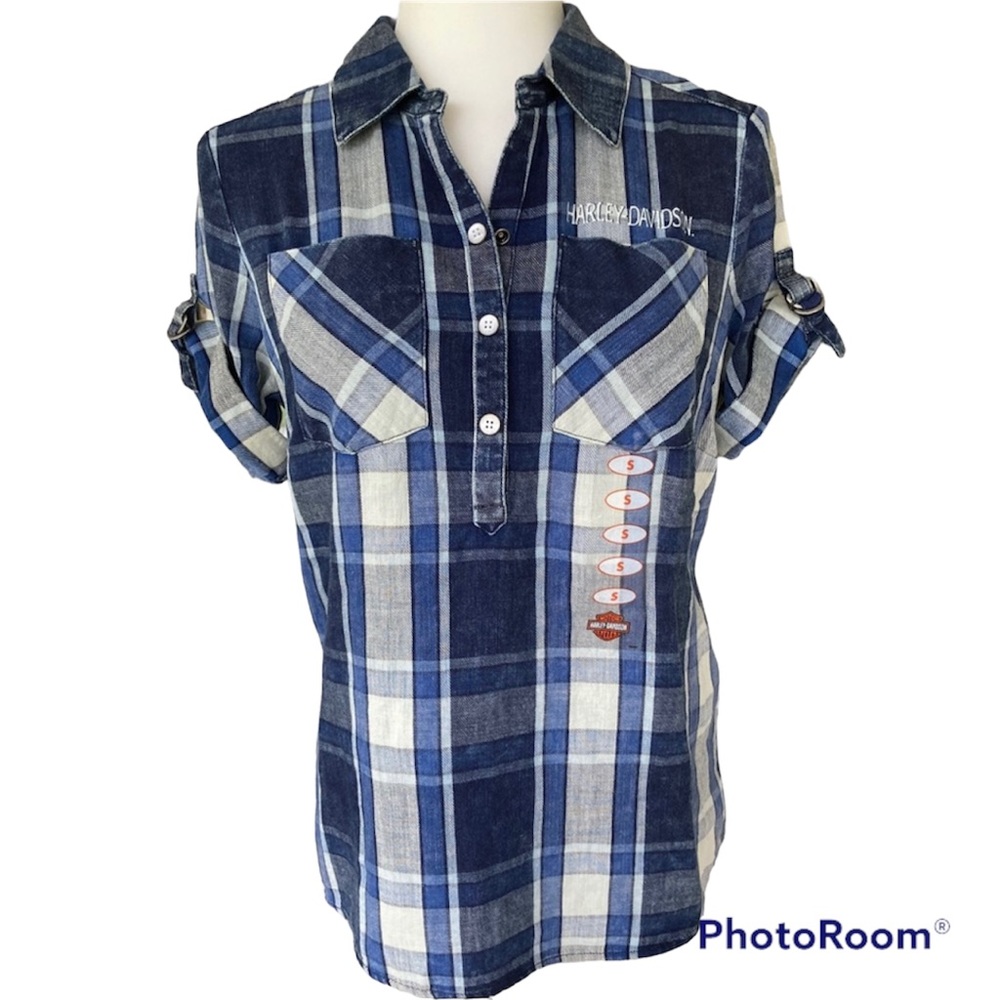 Harley-Davidson NWT Snap Front Plaid Pullover Size S